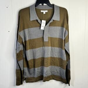 And Now This Mens Sweater Size Small Gray Green Striped Pullover Knit Collared